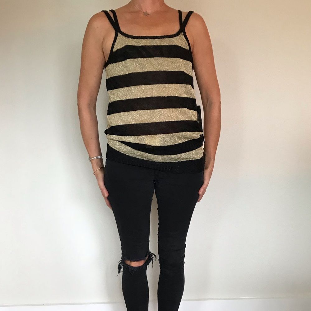 Insight Double Strap Tank Top Gold & Black Medium